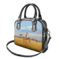 Tanzania Safari Giraffe Shoulder Handbag - Tribal Patterns and Mount Kilimanjaro Scene