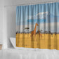 Tanzania Safari Giraffe Shower Curtain - Tribal Patterns and Mount Kilimanjaro Scene