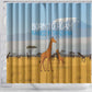 Tanzania Safari Giraffe Shower Curtain - Tribal Patterns and Mount Kilimanjaro Scene