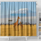 Tanzania Safari Giraffe Shower Curtain - Tribal Patterns and Mount Kilimanjaro Scene