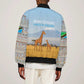 Tanzania Safari Giraffe Sleeve Zip Bomber Jacket - Tribal Patterns and Mount Kilimanjaro Scene