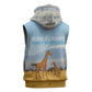 Tanzania Safari Giraffe Sleeveless Zip Hoodie - Tribal Patterns and Mount Kilimanjaro Scene - African Pride