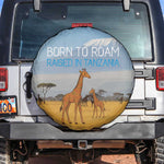 Tanzania Safari Giraffe Spare Tire Cover - Tribal Patterns and Mount Kilimanjaro Scene