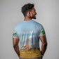 Tanzania Safari Giraffe T shirt - Tribal Patterns and Mount Kilimanjaro Scene
