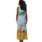 Tanzania Safari Giraffe Tank Maxi Dress - Tribal Patterns and Mount Kilimanjaro Scene