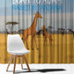 Tanzania Safari Giraffe Window Curtain - Tribal Patterns and Mount Kilimanjaro Scene