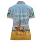 Tanzania Safari Giraffe Women Polo Shirt - Tribal Patterns and Mount Kilimanjaro Scene