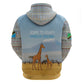 Tanzania Safari Giraffe Zip Hoodie - Tribal Patterns and Mount Kilimanjaro Scene