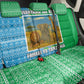 Tanzania Wildlife Back Car Seat Cover - Tribal Print and Mount Kilimanjaro Safari Scene