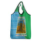 Tanzania Wildlife Grocery Bag - Tribal Print and Mount Kilimanjaro Safari Scene