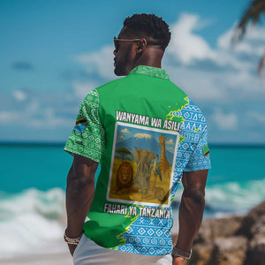 Tanzania Wildlife Hawaiian Shirt - Tribal Print and Mount Kilimanjaro Safari Scene