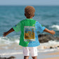 Tanzania Wildlife Kid Hawaiian Shirt - Tribal Print and Mount Kilimanjaro Safari Scene