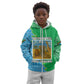 Tanzania Wildlife Kid Hoodie - Tribal Print and Mount Kilimanjaro Safari Scene