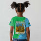 Tanzania Wildlife Kid T shirt - Tribal Print and Mount Kilimanjaro Safari Scene