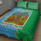 Tanzania Wildlife Quilt Bed Set - Tribal Print and Mount Kilimanjaro Safari Scene
