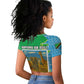 Tanzania Wildlife Raglan Cropped T shirt - Tribal Print and Mount Kilimanjaro Safari Scene