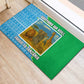 Tanzania Wildlife Rubber Doormat - Tribal Print and Mount Kilimanjaro Safari Scene