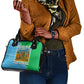 Tanzania Wildlife Shoulder Handbag - Tribal Print and Mount Kilimanjaro Safari Scene