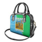 Tanzania Wildlife Shoulder Handbag - Tribal Print and Mount Kilimanjaro Safari Scene