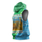 Tanzania Wildlife Sleeveless Hoodie - Tribal Print and Mount Kilimanjaro Safari Scene - African Pride