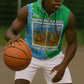 Tanzania Wildlife Sleeveless Zip Hoodie - Tribal Print and Mount Kilimanjaro Safari Scene - African Pride