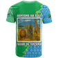 Tanzania Wildlife T shirt - Tribal Print and Mount Kilimanjaro Safari Scene