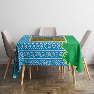 Tanzania Wildlife Tablecloth - Tribal Print and Mount Kilimanjaro Safari Scene