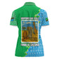 Tanzania Wildlife Women Polo Shirt - Tribal Print and Mount Kilimanjaro Safari Scene