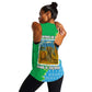 Tanzania Wildlife Women Racerback Tank - Tribal Print and Mount Kilimanjaro Safari Scene