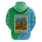 Tanzania Wildlife Zip Hoodie - Tribal Print and Mount Kilimanjaro Safari Scene