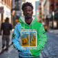 Tanzania Wildlife Zip Hoodie - Tribal Print and Mount Kilimanjaro Safari Scene