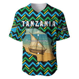 Tanzania Coastal Life Baseball Jersey - Swahili Dhow Boat and Tribal Pattern