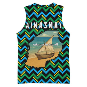 Tanzania Coastal Life Basketball Jersey - Swahili Dhow Boat and Tribal Pattern - African Pride