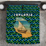 Tanzania Coastal Life Bedding Set - Swahili Dhow Boat and Tribal Pattern
