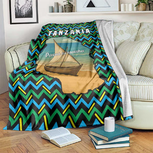 Tanzania Coastal Life Blanket - Swahili Dhow Boat and Tribal Pattern