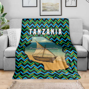 Tanzania Coastal Life Blanket - Swahili Dhow Boat and Tribal Pattern