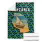 Tanzania Coastal Life Blanket - Swahili Dhow Boat and Tribal Pattern