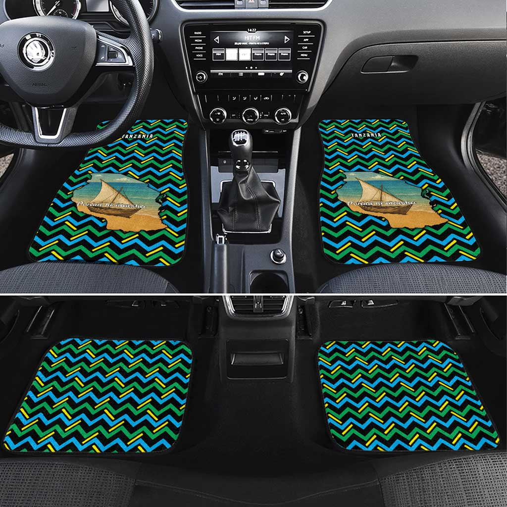Tanzania Coastal Life Car Mats - Swahili Dhow Boat and Tribal Pattern