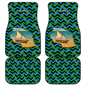 Tanzania Coastal Life Car Mats - Swahili Dhow Boat and Tribal Pattern
