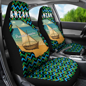 Tanzania Coastal Life Car Seat Cover - Swahili Dhow Boat and Tribal Pattern