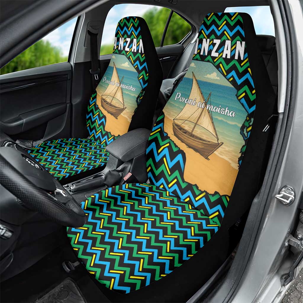 Tanzania Coastal Life Car Seat Cover - Swahili Dhow Boat and Tribal Pattern