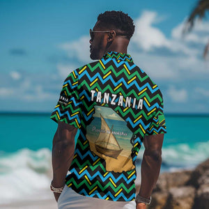 Tanzania Coastal Life Hawaiian Shirt - Swahili Dhow Boat and Tribal Pattern