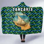 Tanzania Coastal Life Hooded Blanket - Swahili Dhow Boat and Tribal Pattern