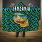 Tanzania Coastal Life Hooded Blanket - Swahili Dhow Boat and Tribal Pattern