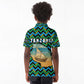 Tanzania Coastal Life Kid Polo Shirt - Swahili Dhow Boat and Tribal Pattern