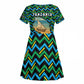 Tanzania Coastal Life Kid Short Sleeve Dress - Swahili Dhow Boat and Tribal Pattern