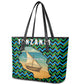 Tanzania Coastal Life Leather Tote Bag - Swahili Dhow Boat and Tribal Pattern