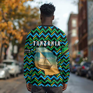 Tanzania Coastal Life Long Sleeve Shirt - Swahili Dhow Boat and Tribal Pattern
