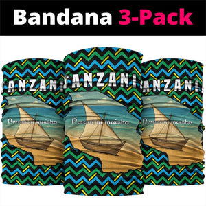 Tanzania Coastal Life Neck Gaiter - Swahili Dhow Boat and Tribal Pattern TS04