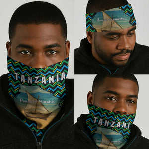 Tanzania Coastal Life Neck Gaiter - Swahili Dhow Boat and Tribal Pattern TS04
